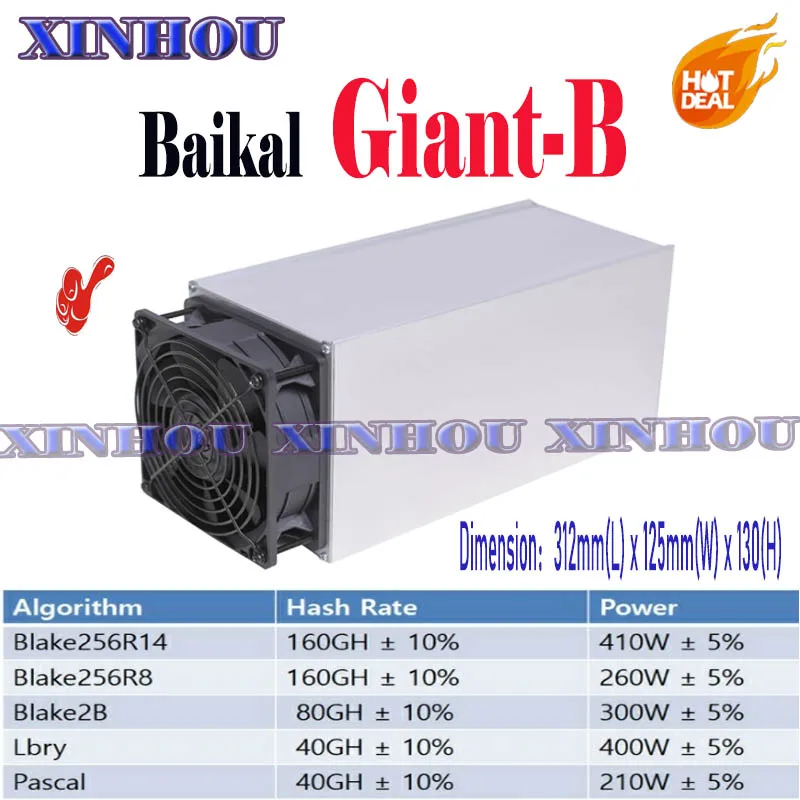 BAIKAL Miner baikal Giant B 40 160 GH/s Blake256R14/Blake256R8/Blake2B/Lbry/Паскаль лучше чем antminer s9 DR3 Innosilicon D9