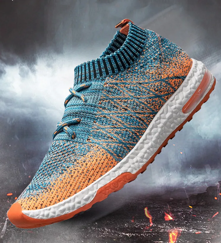 spring and summer running shoes men's casual shoes air cushion shoes mesh surface elastic shock absorption flying woven bre