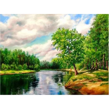 Skup Pełny Kwadratowy Obraz Diamentowy Sceniczny Haft Diamentowy ścieg Diamentowy Krajobraz Dżetów Wiertło żywiczne