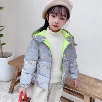 

Jacket For Girl Fashion Printing Winter Outerwear Glossy Warm Hooded Thick White Duck Down Coat For Boy 4-10 Year Kid Clothes