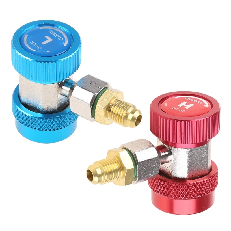 2pcs Car Auto Freon R134a H/l Quick Coupler Adapters Air Conditioning Refrigerant Adjustable A/c