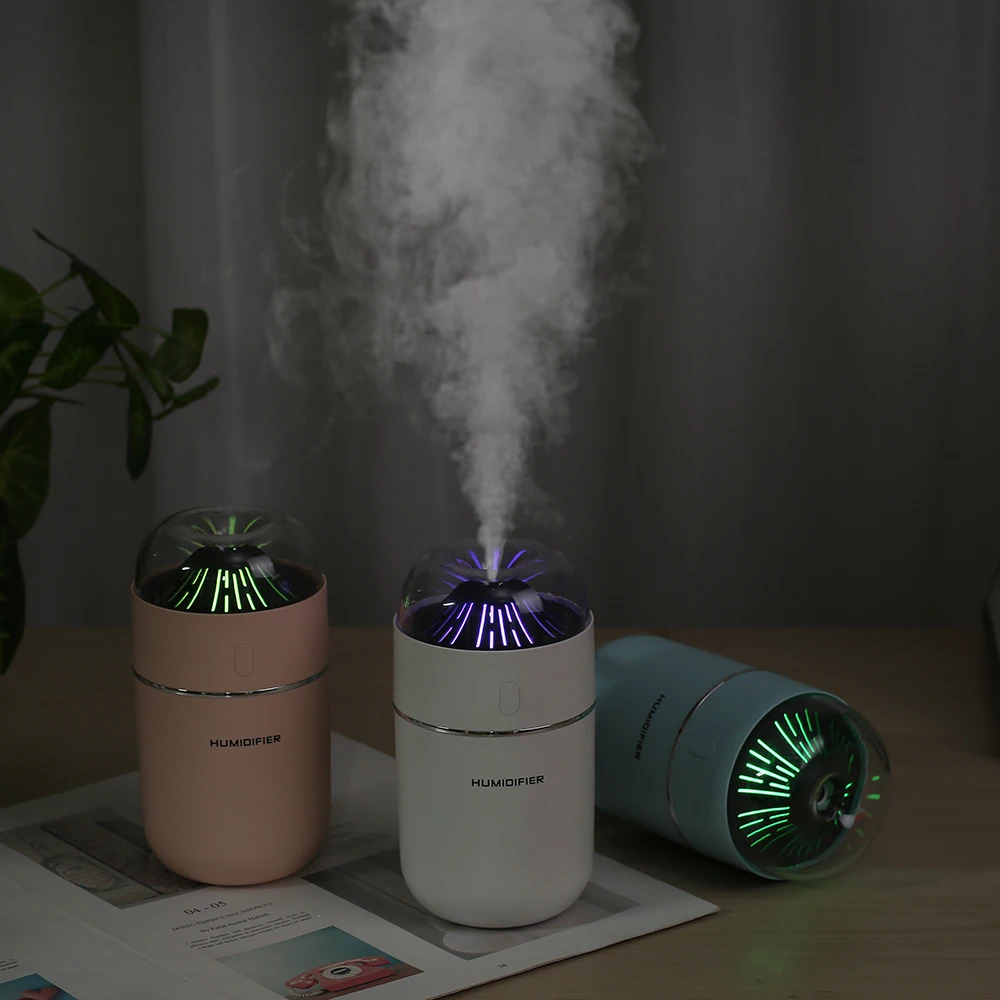 

320ml Mini Volcano USB Air Humidifier LED Light Ultrasonic Car Humidifiers Mist Maker Portable Office Air Purifier