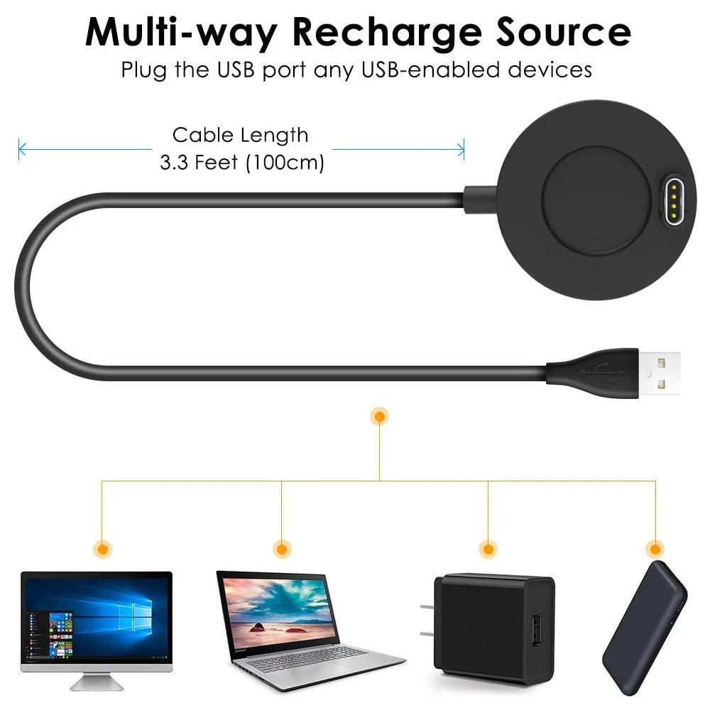 Universal Smartwatch Charger Dock with USB Charging Cable and Data Sync Station