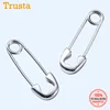 Trustdavis 1Pair Paper Clip Shape Ear Buckle Earring Creative New Design Lady Madam Women 925 Sterling Silver Jewelry DA381 ► Photo 1/6