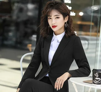 

Elegant Blazer Feminino Women Black jacket Long Sleeve Notched Collar Coat Female Outerwear 20202 Plus size Blazer For Women 295