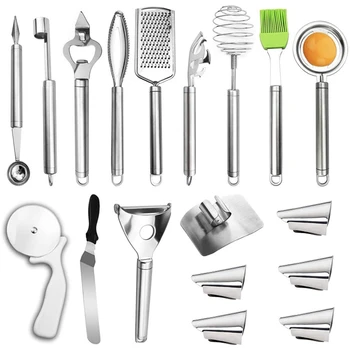 

Kitchen Utensil Set, Cooking Gadgets Stainless Steel Cookware Set,18-Pcs Baking Tool Sets