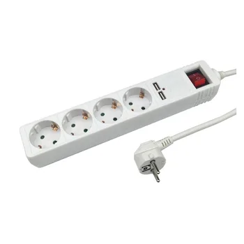 

European Power Extension Socket 2Port USB Charger Adapter 4AC EU Outlet Slot Plug 59 inches Power cord socket with Switch