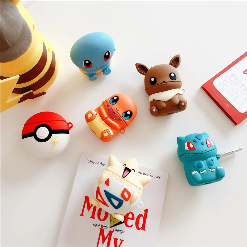 

Bluetooth Earphone Case for Airpods Cute Silicone Protective Cover for Airpods2 Accessories Keychain Charmander Togepi Bulbasaur