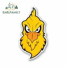 EARLFAMILY 13cm x 13cm Cartoon Angry Chicken Head Funny Car Stickers RV VAN 3D DIY Fine Decal Waterproof Sunscreen Accessories