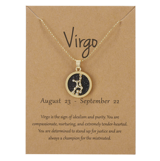 Zodiac Constellations Necklace Geometric Round Pendant Gold Silver Color Chain Necklace Unisex Friendship Jewelry Lover Gifts
