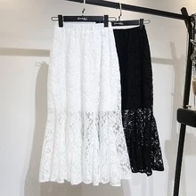 Srping/летние женские миди юбки с кружевным хвостом русалки из кусков, тонкие длинные юбки с вырезами, повседневная одежда, юбки с цветочным принтом для женщин