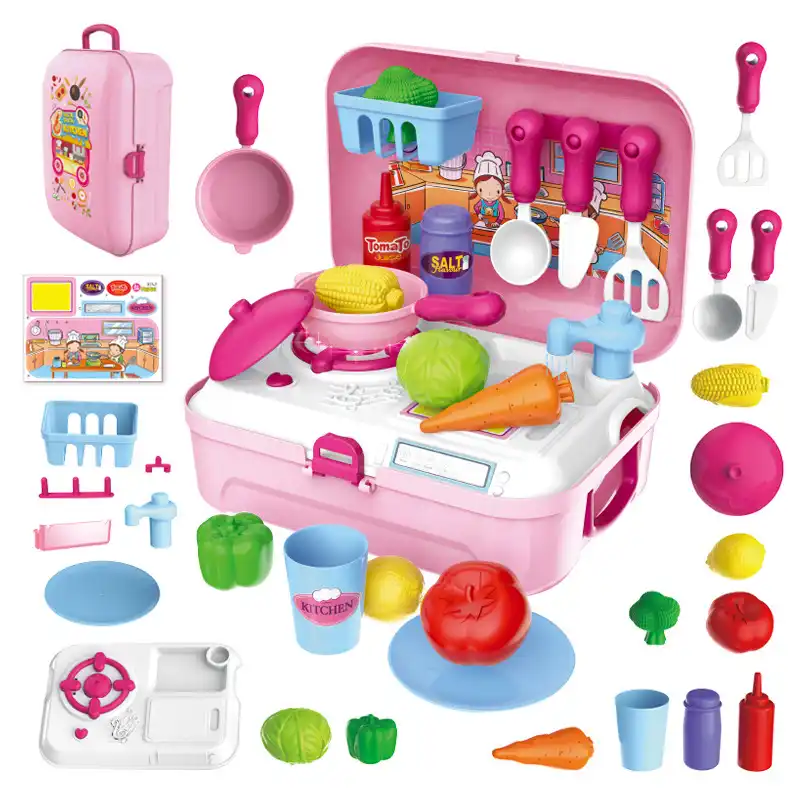 2019 девочки мальчики подарок на день рождения Рождество кулинарная игра Звук Свет Juguetes рюкзак ролевые игры Набор игрушечной посуды для дете...