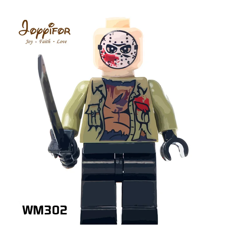 Horror Movie Series Halloween Gifts Luminous Ghost Skeleton Harley Quinn Mini Action Figures Building Blocks Friend Bricks Toys - Цвет: Армейский зеленый