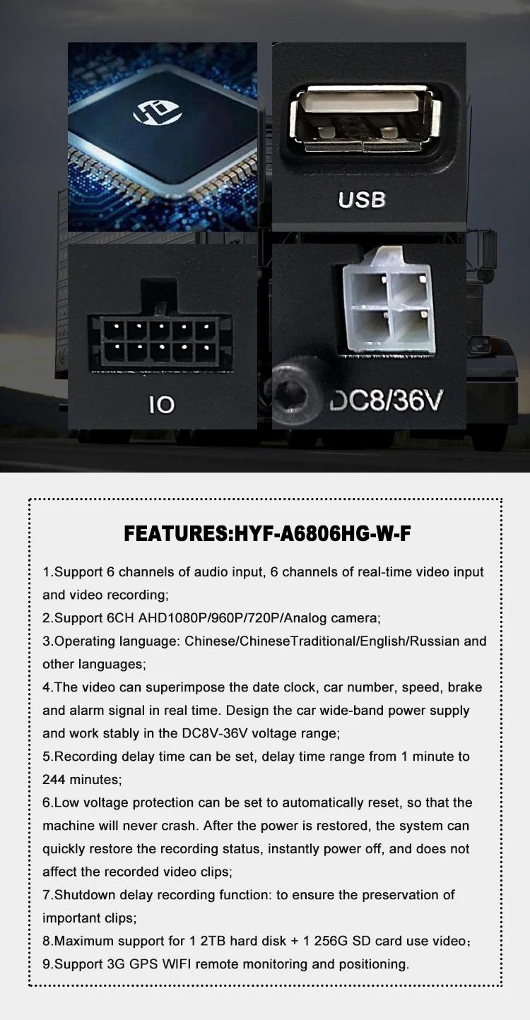 HYFMDVR 6ch ahd Автомобильный видеорегистратор 3g с gps wifi, поддержка 2 ТБ жесткий диск автомобильный мобильный видеорегистратор грузовик/автобус/такси