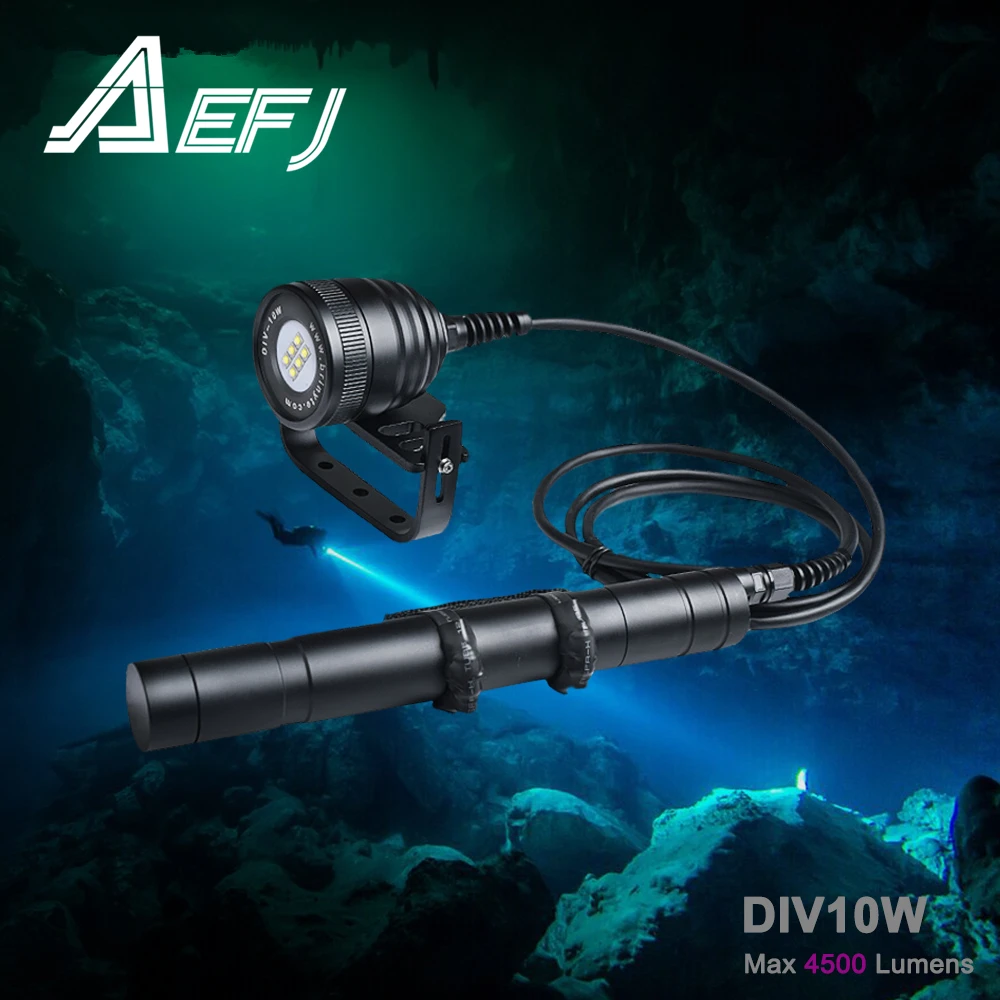 US $127.09 Professiona Scuba Diving Flashlight Light Torch Cree 6XML2 U4 Waterproof LED Dive Light 26650 Canister Dive Primary Light