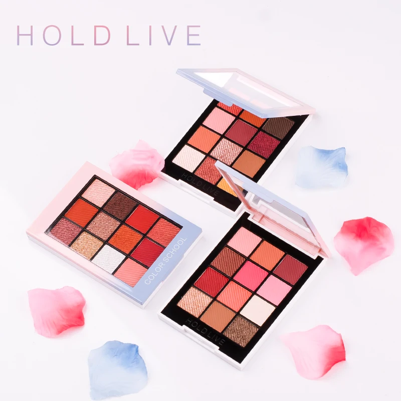 

Hold Live 12 Color Color School Eyeshadow Palette Makeup Creamy Glitter Shine Eye Shadow Silky Powder Warm Smoky Nude Makeup