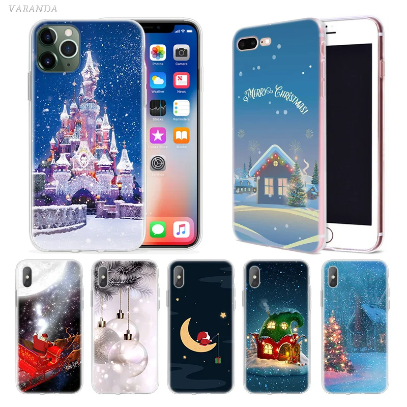 

Christmas Cartoon Cute Case for Apple iphone 11 Pro XS Max XR X 7 8 6 6S Plus 5 5S SE 5C Silicone Phone Cover Coque Carcasa Bags