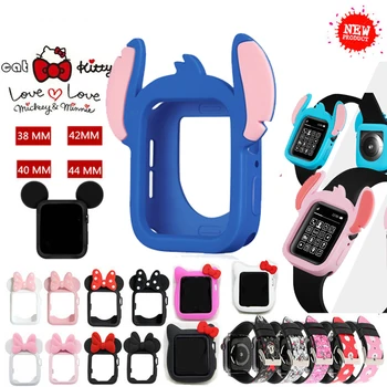 

new Stitch case cover for iWatch Apple Watch Series 12345 44mm 40mm 38mm 42mm Mickey Mouse Minnie Cartoon strap Watchbands