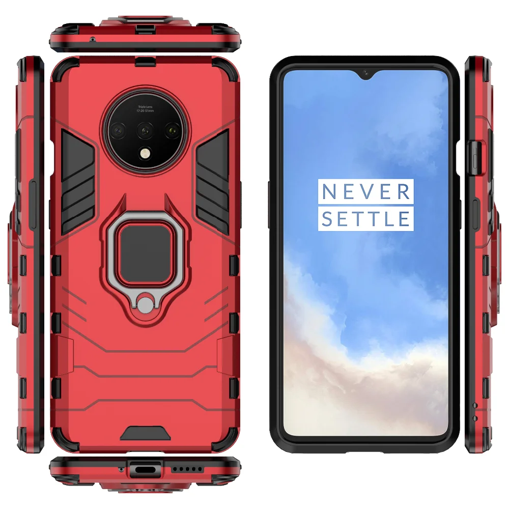 Противоударный чехол для oneplus 7T 1+ 7T 6,5" чехол для телефона PC+ силиконовый чехол Железный человек с подставкой