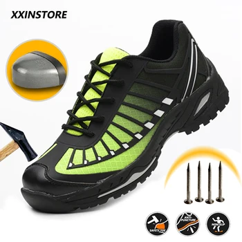 

Indestructible shoes Men's safety work shoes with steel toe cap, puncture resistant boots Lightweight breathable sneakers