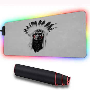 

XGZ Large Mouse Pad Indian Pattern RGB Gamer LED Lighting USB Keyboard Colorful Computer Desktop Notebook Mouse Pad Desk Mat XXL