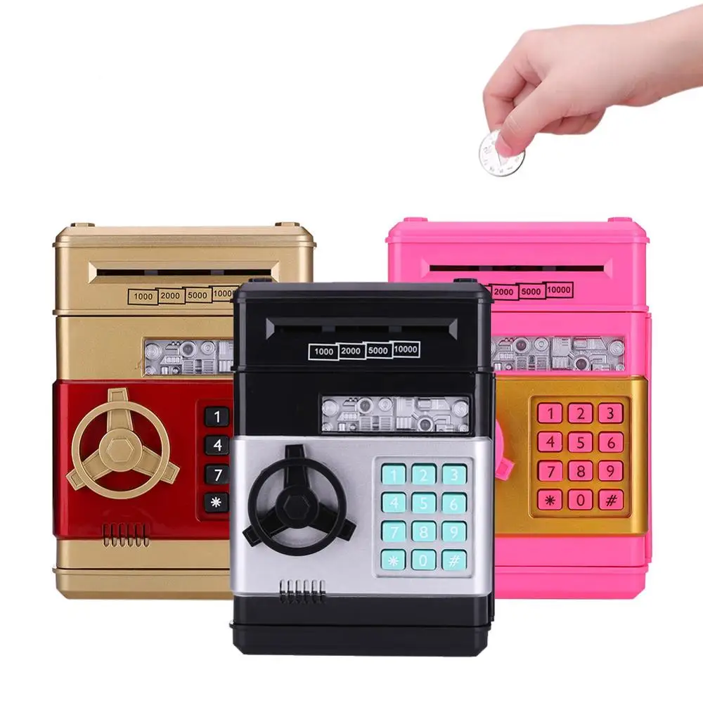 

Automatic Piggy Bank ATM Password Money Box Cash Coins Saving Box ATM Bank Safe Box Deposit Banknote Kids Birthday Gift - Black