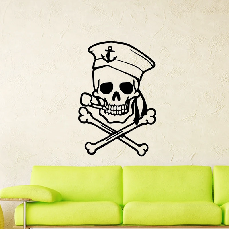 DCTAL Skull Halloween Sailor Sticker Punk Death Decal Devil Poster Name Car Window Art Wall Decals Parede Decor Mural