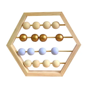 

Preschool Study Nordic Style Early Education Gift Hexagon Frame Kids Toddlers Baby Room Craft Math Learning Wooden Abacus Toy