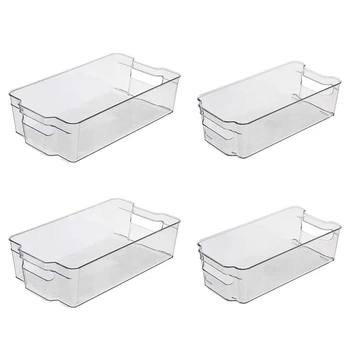 

Clear Pantry Organizer Bins Household Plastic Food Storage Basket with Cutout Handles for Kitchen, Countertops