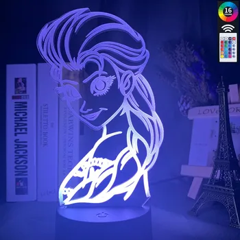 

Queen Elsa Of Arendelle Figure Led Night Light Color Changing Touch Sensor Atmosphere Light For Girl Bedroom Decor Table Lamp 3d