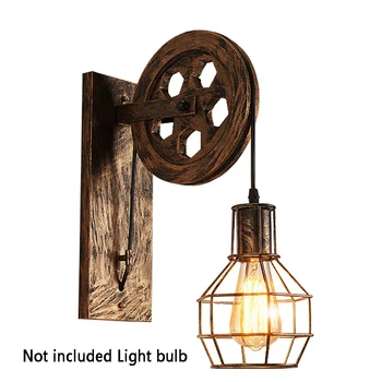 

Suspension Pendant Cafe Retro Industrial Lifting Pulley Rustic Sconce Light E27 Wall Lamp Living Room Indoor Lighting Restaurant