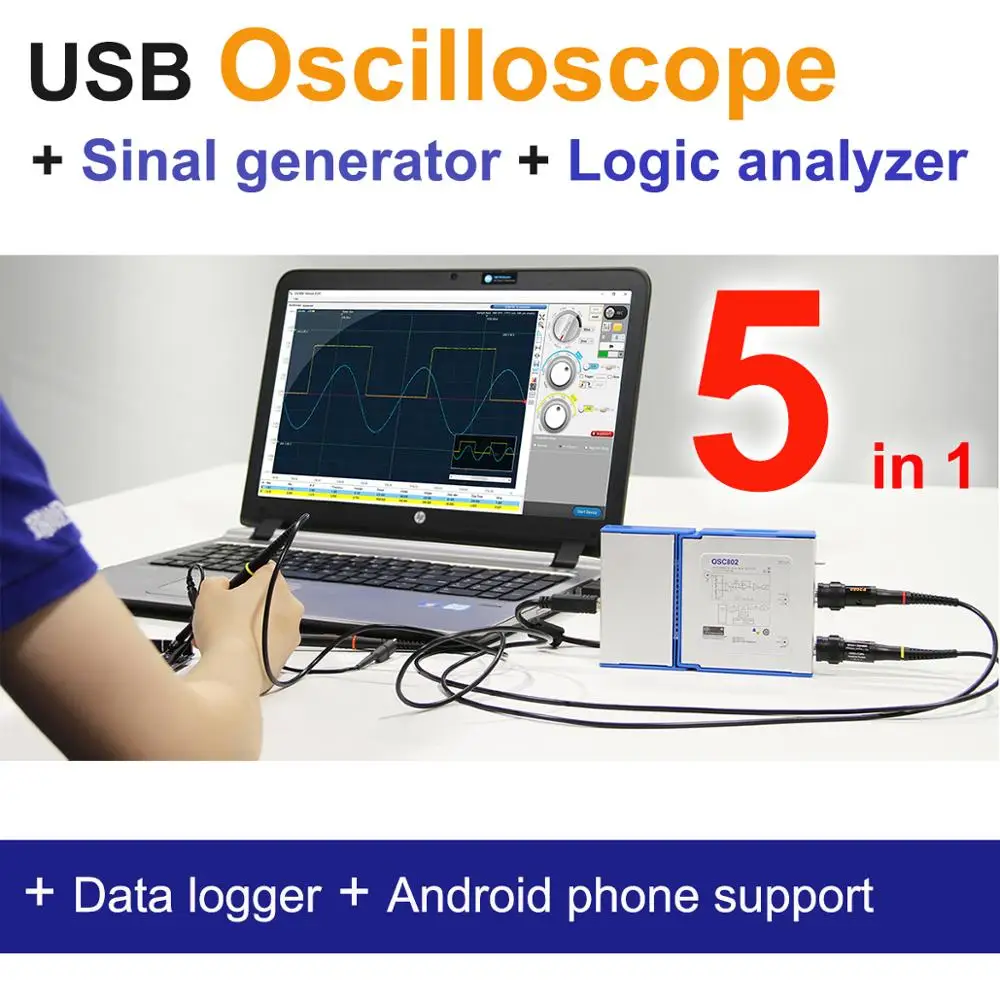 

LOTO OSC482 series, Oscilloscope/Signal Generator/Logic Analyzer/..., 5 in 1, 50M S/s, 8~13 bit Resolution, Optional Modules
