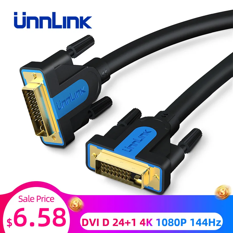 Unnlink DVI кабель DVI D 24+ 1 4K двухканальный канал 1080P 144 Гц 1,5 м 3 м 5 м 8 м 15 м для графической карты ПК Монитор Проектор компьютер