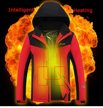 

Winter hooded Heated Jackets Men Women Keep Warm Outdoor Hiking Jackets Windproof Thermal Climbing Skiing USB charging Coat