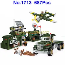 1713 687 шт Боевая зона военный самолет автомобиль просветить строительный блок 5 фигурок игрушки