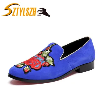 

Luxury Fashion Exquisite Embroidery Pattern Men Velvet Shoe Fashion Wedding Party and Banquet Loafers Men Flats Suede Dress shoe