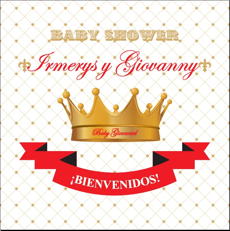 

8x8FT Baby Shower вечерние Bienvenidons Золотая Корона чехол типа "сделай сам" изготовленный на заказ фоновой фоном виниловый 10x10 10x12