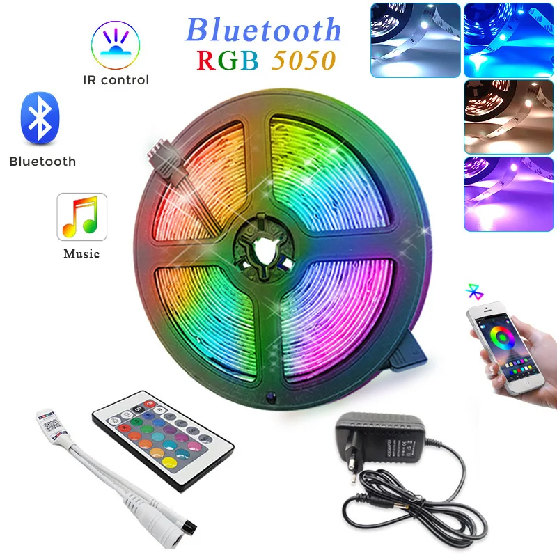 Светодиодная ленсветильник RGB 5050 с Bluetooth 20 м гибкая Водонепроницаемая