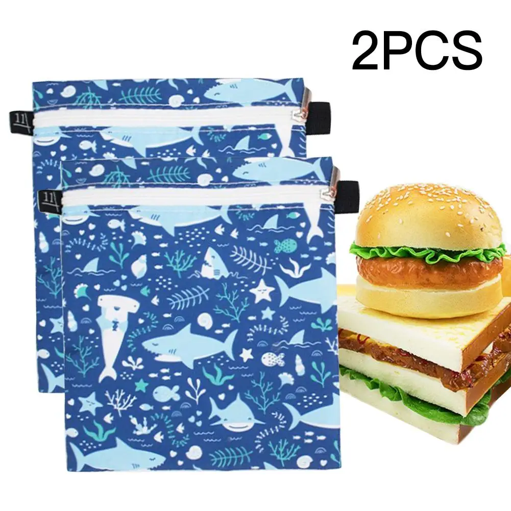 

2pcs Kids Lunch Bags Premium Reusable Sandwich & Snack Bags-Washable Waterproof Lunch Bags