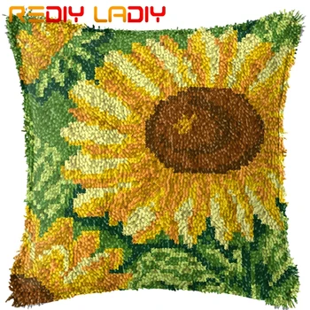 

Latch Hook Kits Make Your Own Cushion Gold Sunflowers Printed Canvas Crochet Pillow Case Latch Hook Cushion Cover Hobby & Crafts