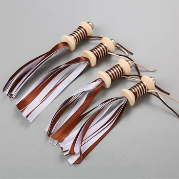 

Funny Teaser Kitten Toy Pet Interactive Toy Lollipop Dumbbell Rattle For Cat Wooden Dumbbell With Colorful Straps And Bell