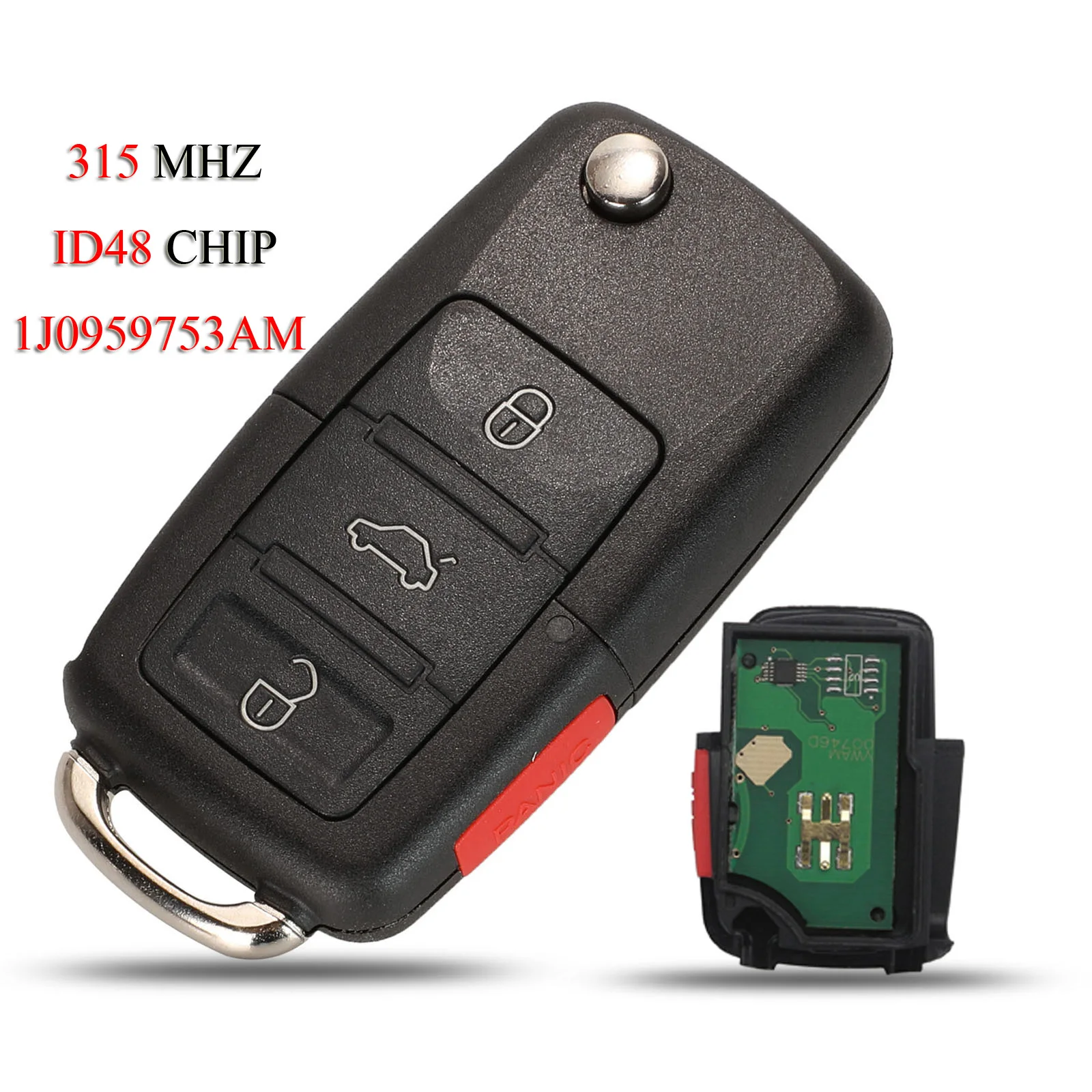 

jingyuqin 10PCS/Lot Remote Smart Car Key For VW Beetle Golf Passat Jetta 1999-2005 3Buttons 315MHz ID48 Chip 1J0959753AM