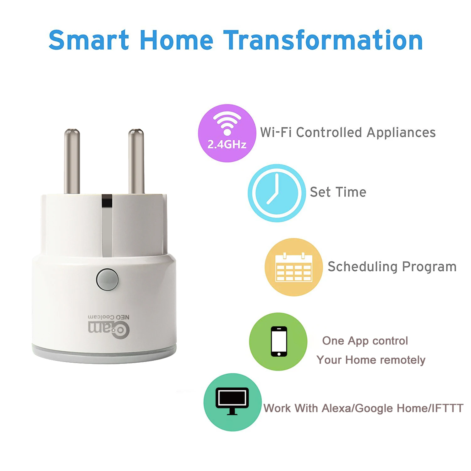 Coolcam Smart Plug EU поддержка Amazon Alexa Google Home, IFTTT дистанционное управление WiFi переключатель мини розетка с функцией синхронизации