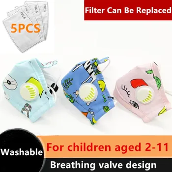 

Kids Cotton Mouth Face Mask With 5 Pcs Breathing Valve Anti dust Mask Respirator Adjustable Children Mask