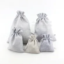  Gray Drawstring Linen Bag Gift Package Jewelry Bag Birthdag Christmas Party Gift Bag 5Pcs 7x9 8x10 10x14 13x18 15x20CM Gift Bags 
