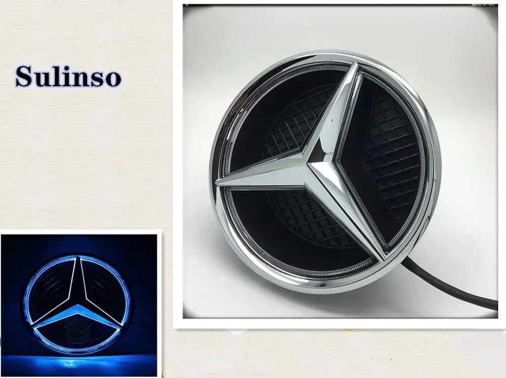 

Mercedes Benz 2008-2018, Car Front Grilled Star Emblem LED Illuminated Logo Center Badge Lamp Light Blue Light (GL, Blue)