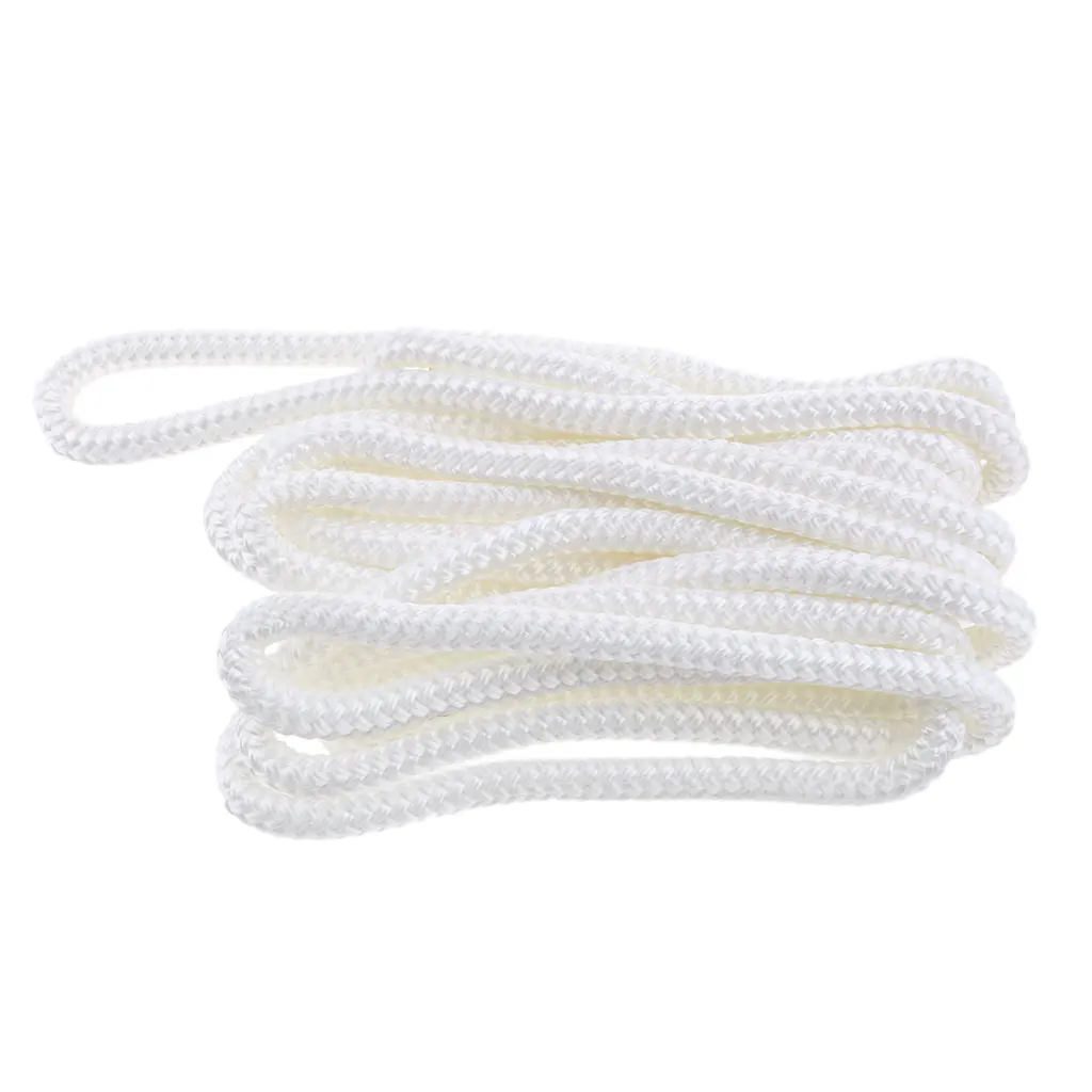 3/8 Inch x 15 Ft White Double Braid Nylon Mooring and Docking Line for Boats