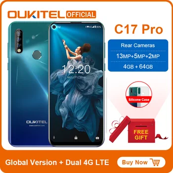 

OUKITEL C17 Pro 6.35"19.5:9 Android 9.0 4G RAM 64G ROM MTK6763 Octa Core Mobile Phone Rear Triple Cameras Dual 4G LTE Smartphone