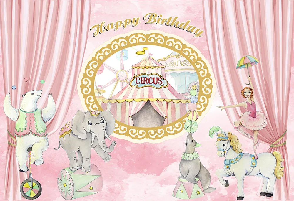 7 X5Ft Vintage Carnival Circo Birthday Party Tenda Stage Custom Photo Studio Sfondi Fondali Vinile 220Cm X 150Cm