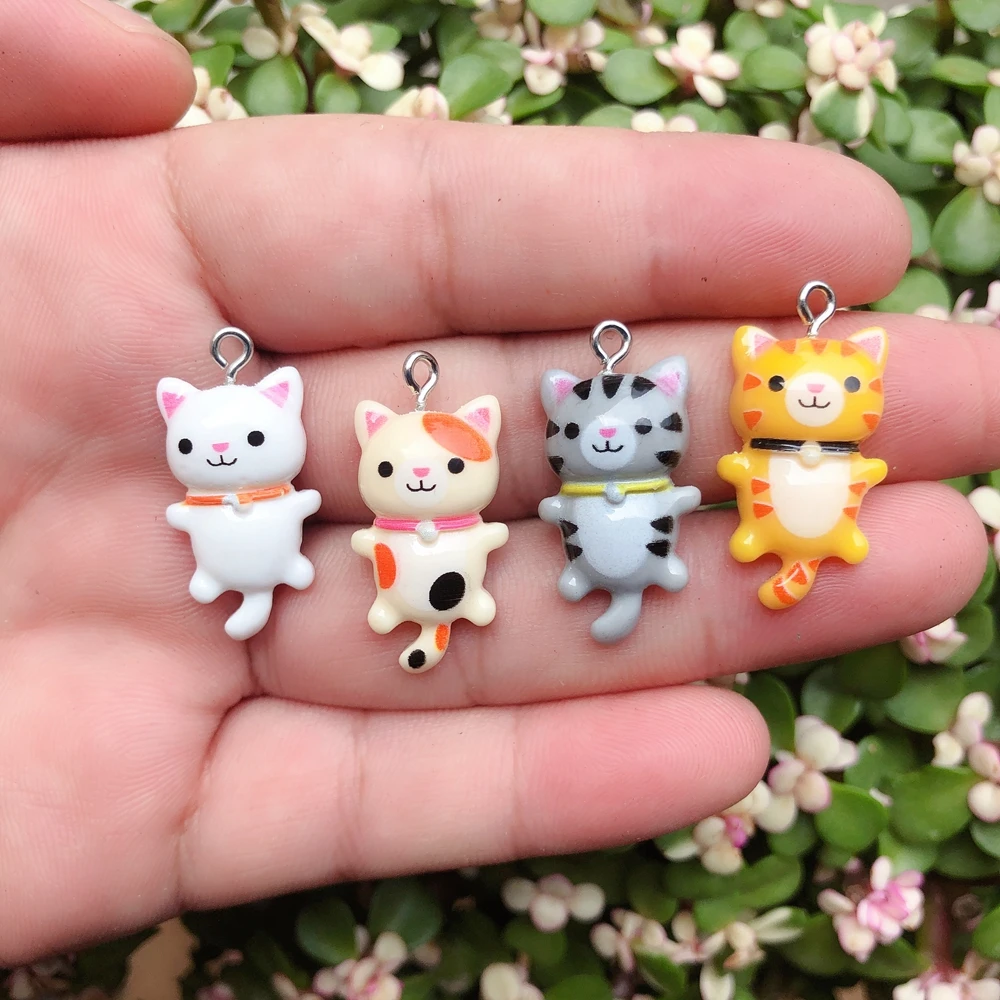 Kawaii Cat Charms for Jewelry Making Diy Earring Bracelet Pendant